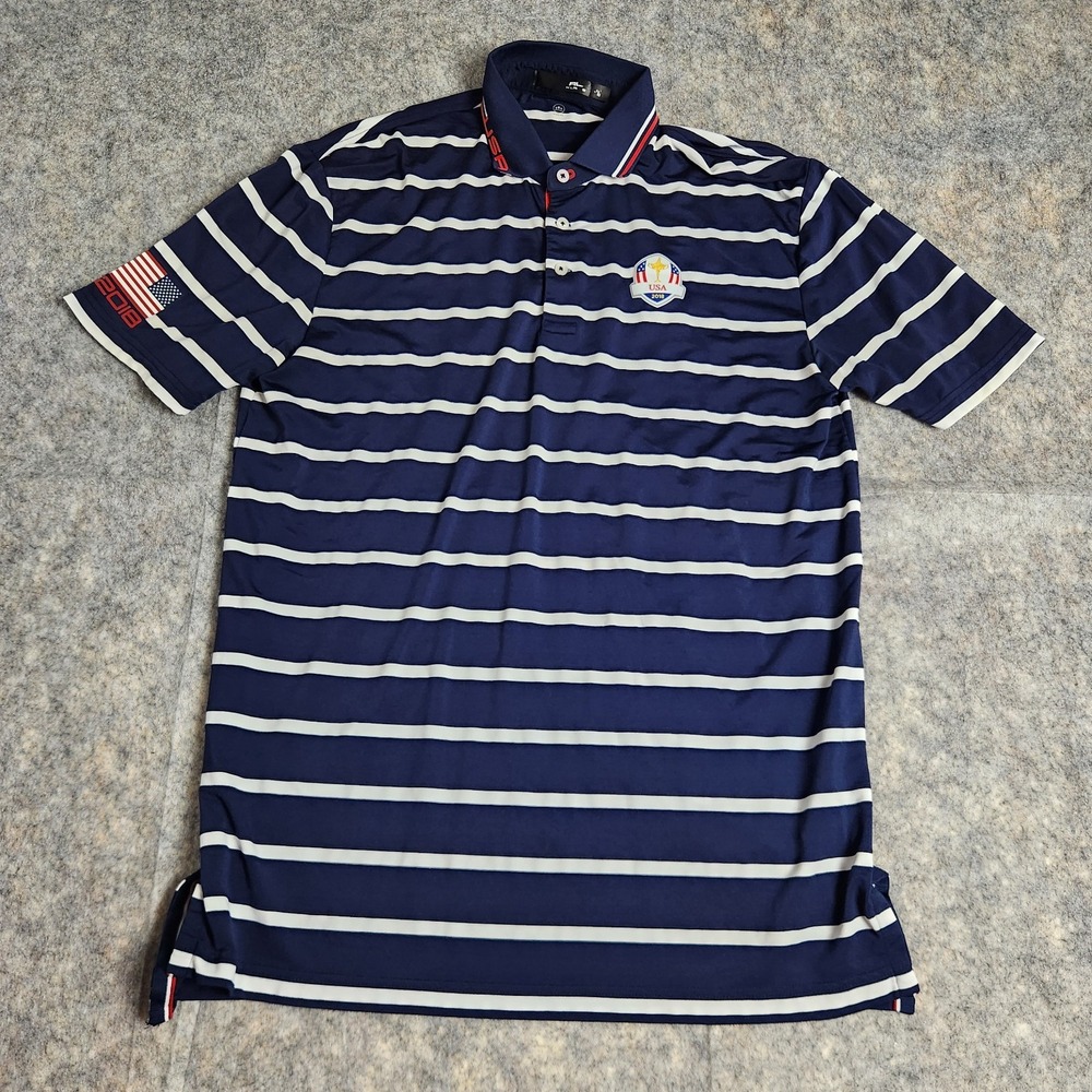 RLX Ralph Lauren Men's L USA Ryder Cup 2025 Performance Golf Polo Shirt Blue Red